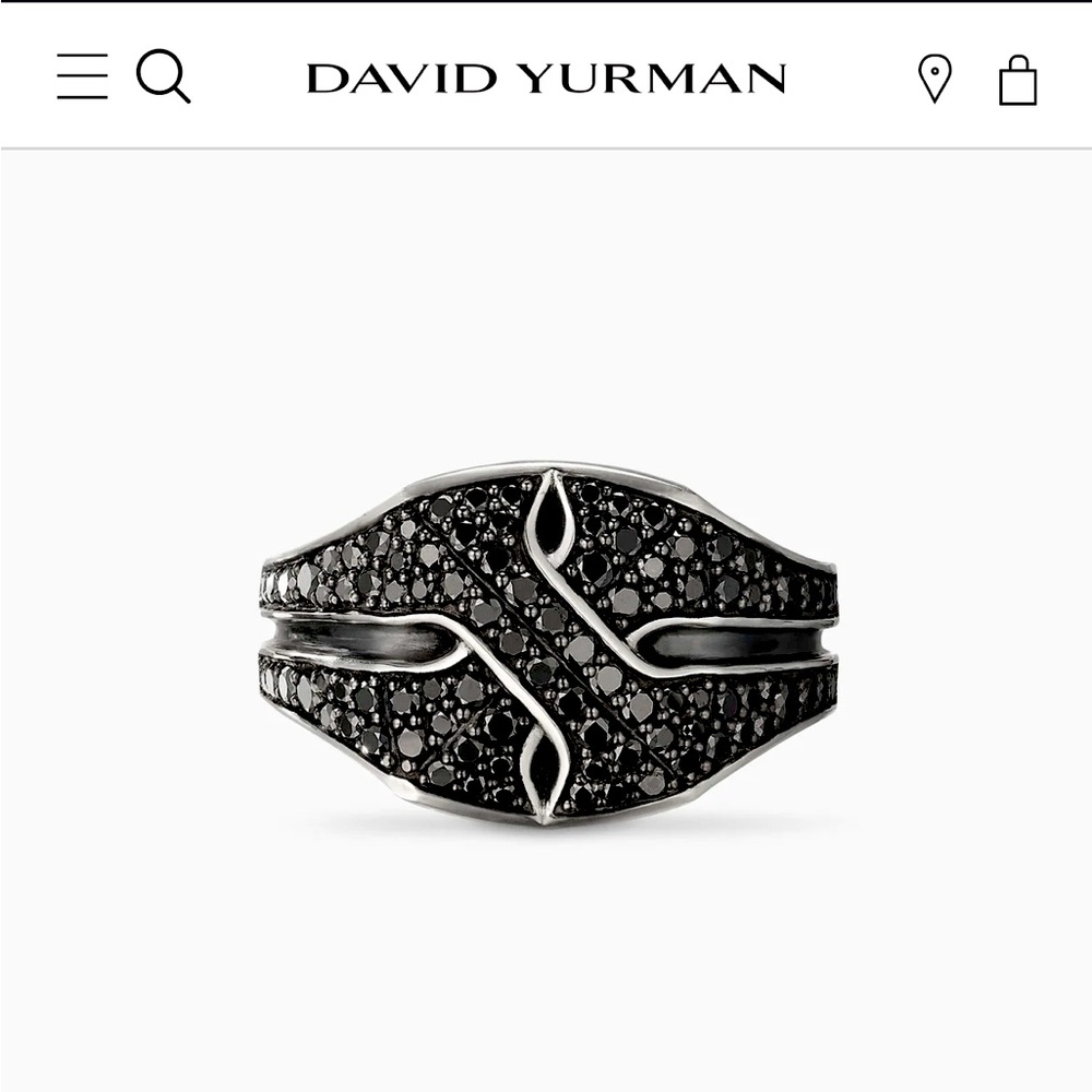 DAVID YURMAN/ ArmorySignet Ring
Sterling Silver with Black Diamonds, 16mm SIZE 9